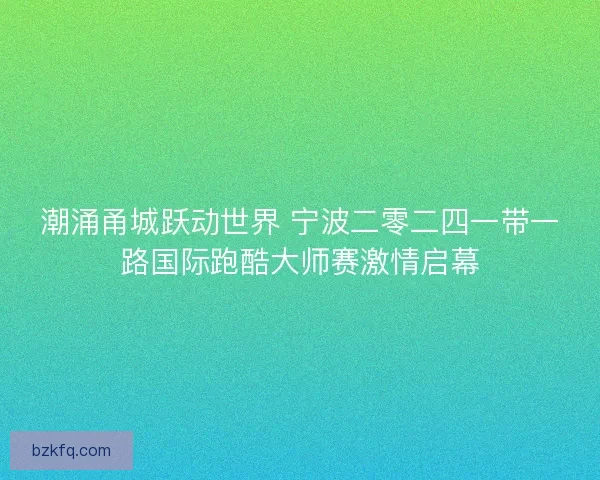 潮涌甬城跃动世界 宁波二零二四一带一路国际跑酷大师赛激情启幕